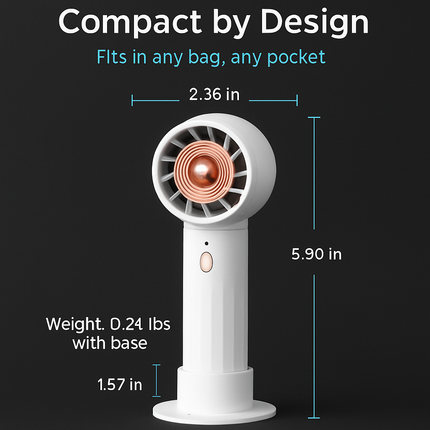 Portable Handheld Fan Ideal for Travel & Desk White