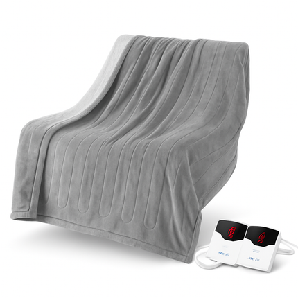 Queen Size Fleece Heated Blanket with Dual Controls