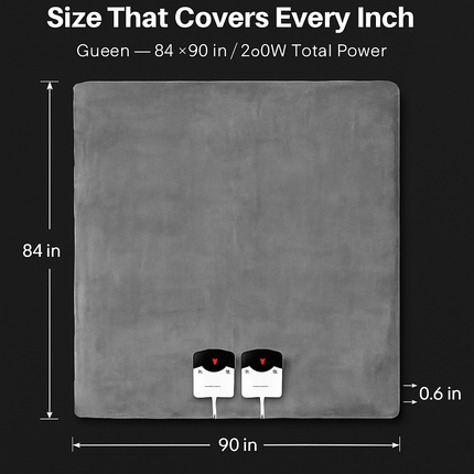 Queen Size Fleece Heated Blanket with Dual Controls