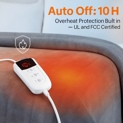 Queen Size Fleece Heated Blanket with Dual Controls