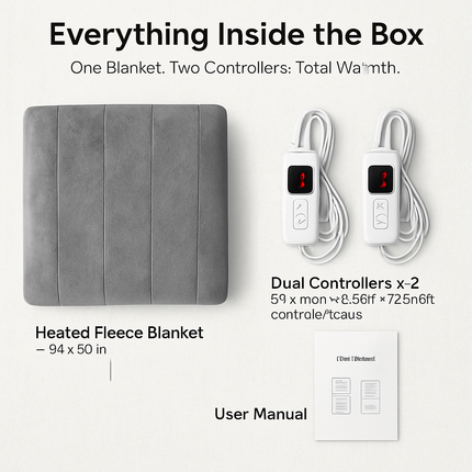 Queen Size Fleece Heated Blanket with Dual Controls