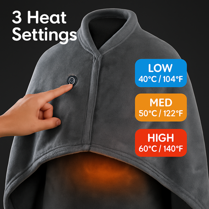 USB Heated Blanket Shawl Wrap with Zipper