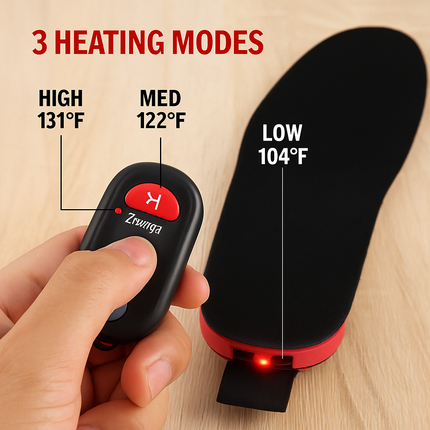 Heated Insoles with Adjustable Temperature for Outdoors
