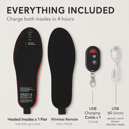 Heated Insoles with Adjustable Temperature for Outdoors
