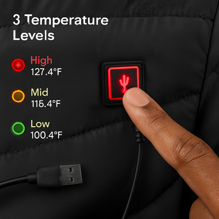 Heated Jacket - Lightweight Hooded Coat for Winter Warmth