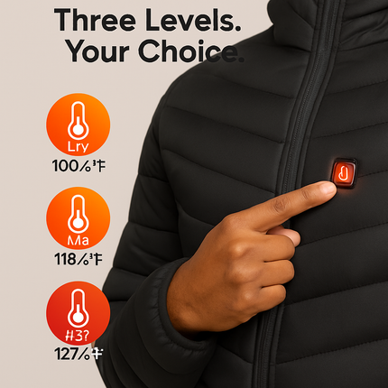 Heated Jacket - Lightweight Hooded Coat for Winter Warmth