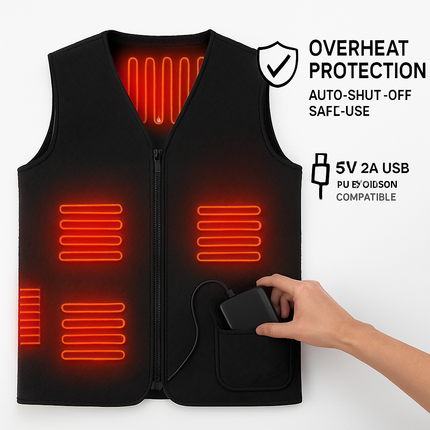 Heat Jacket Vest with 5 Heating Zones for Winter Comfort