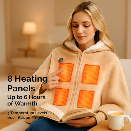 Wearable Heated Throw Blanket Double-Sided Flannel Portable Electric Heating Hoodie For Women Men Machine Washable 3 Heating Levels Battery Operated