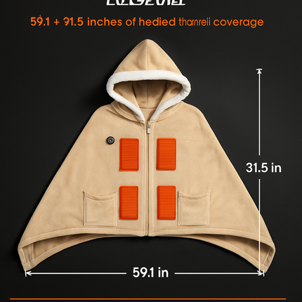 Wearable Heated Throw Blanket Double-Sided Flannel Portable Electric Heating Hoodie For Women Men Machine Washable 3 Heating Levels Battery Operated
