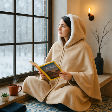 Wearable Heated Throw Blanket Double-Sided Flannel Portable Electric Heating Hoodie For Women Men Machine Washable 3 Heating Levels Battery Operated