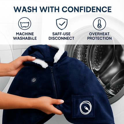 Wearable Heated Throw Blanket Double-Sided Flannel Portable Electric Heating Hoodie For Women Men Machine Washable 3 Heating Levels Battery Operated
