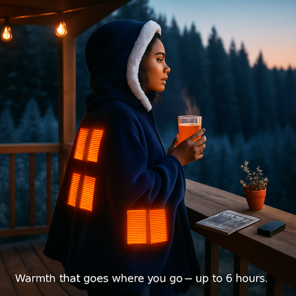 Wearable Heated Throw Blanket Double-Sided Flannel Portable Electric Heating Hoodie For Women Men Machine Washable 3 Heating Levels Battery Operated