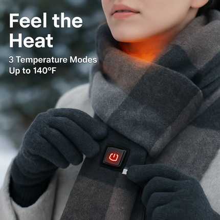 Electric Heated Winter Scarf USB Heating Neck Wrap Unisex Heated Neck Shawl Soft Warm Scarves with 3 Heating Modes for Outdoor Cycling Skiing Skating