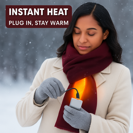 Electric Heated Winter Scarf USB Heating Neck Wrap Unisex Heated Neck Shawl Soft Warm Scarves with 3 Heating Modes for Outdoor Cycling Skiing Skating