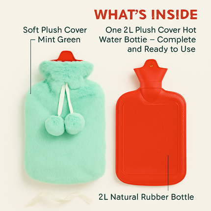 Plush-Cover 2L Hot Water Bottle for Pain Relief & Comfort