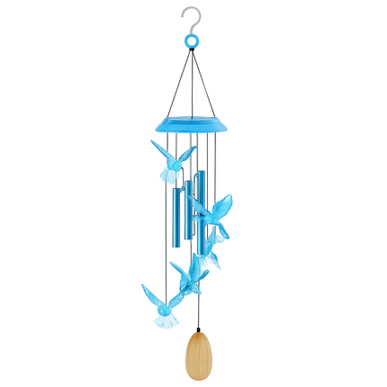 Solar Butterfly Wind Chime with Aluminum Tubes 7 Color Changing Wind Chime for Outside IP44 Waterproof Outdoor Garden Yard Decor