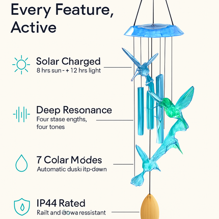 Solar Butterfly Wind Chime with Aluminum Tubes 7 Color Changing Wind Chime for Outside IP44 Waterproof Outdoor Garden Yard Decor
