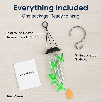 Solar Hummingbird Wind Chime with Aluminum Tubes 7 Color Changing Wind Chime for Outside IPX4 Waterproof Outdoor Garden Yard Decor