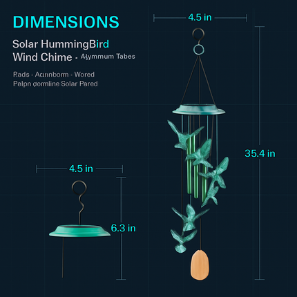 Solar Butterfly Wind Chime with Aluminum Tubes 7 Color Changing Wind Chime for Outside IP44 Waterproof Outdoor Garden Yard Decor