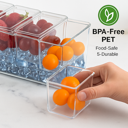 Ice Chilled Condiment Caddy with 5 Trays and Lids