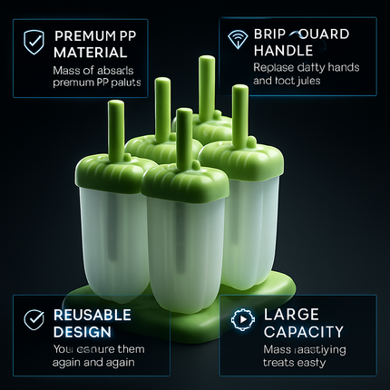 Popsicle Molds 6-Cavity Reusable Ice Pop Maker