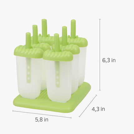Popsicle Molds 6-Cavity Reusable Ice Pop Maker