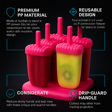 Popsicle Molds 6-Cavity Reusable Ice Pop Maker