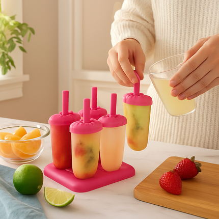 Popsicle Molds 6-Cavity Reusable Ice Pop Maker