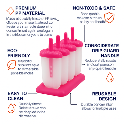 Popsicle Molds 6-Cavity Reusable Ice Pop Maker