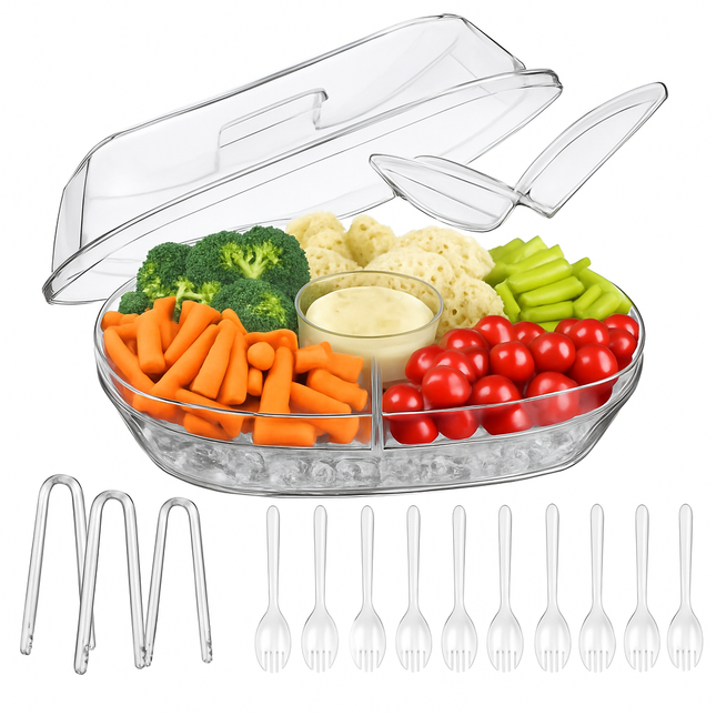 Fruit Ice Serving Tray with Four Compartments