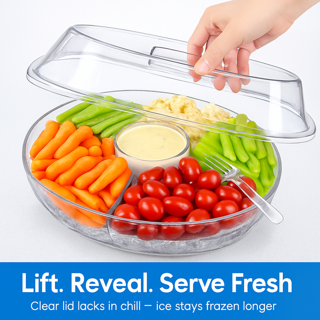 Fruit Ice Serving Tray with Four Compartments
