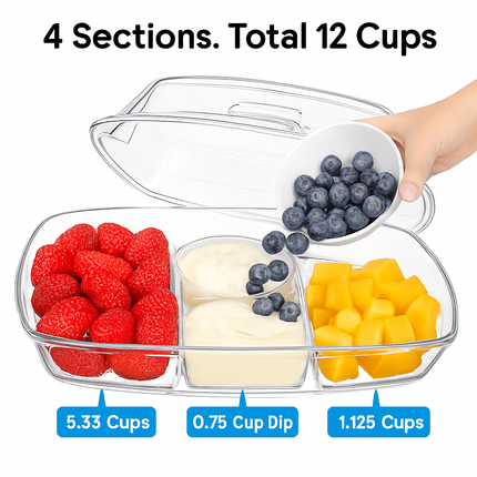 Fruit Ice Serving Tray with Four Compartments