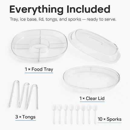 Fruit Ice Serving Tray with Four Compartments