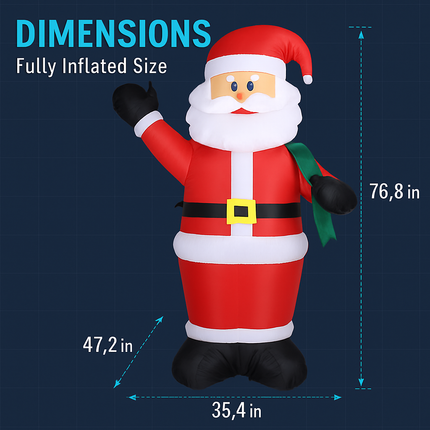 Inflatable Giant Santa Claus with LED Lights 6.4ft