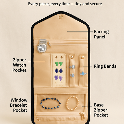 Travel Jewelry Organizer Case for Safe Foldable Storage
