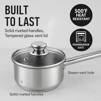 Stainless Steel Cookware Set for Induction Stovetops