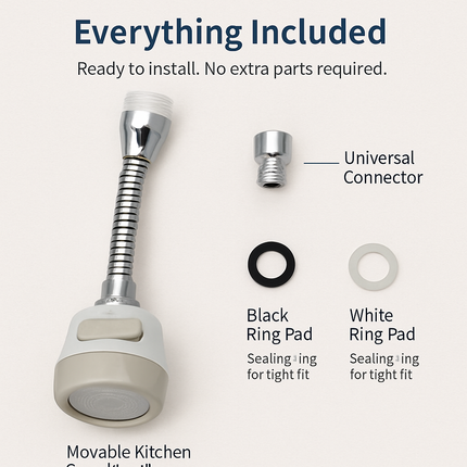 Movable Kitchen Tap Head with Rotatable Swivel and Hose
