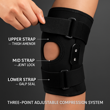 Knee Brace Open Patella with Adjustable Hinges for Sports