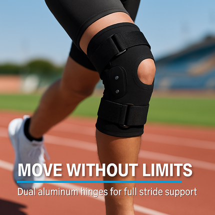 Knee Brace Open Patella with Adjustable Hinges for Sports
