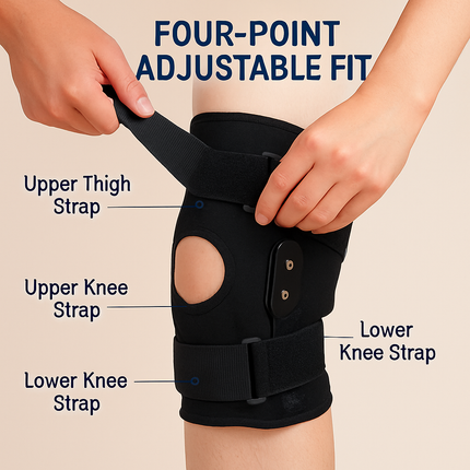 Knee Brace Open Patella with Adjustable Hinges for Sports