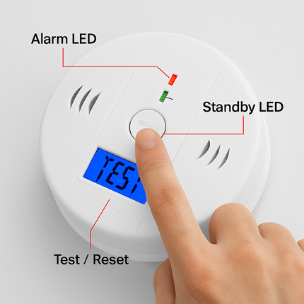 Battery Operated CO Alarm for Home Safety and Alert System