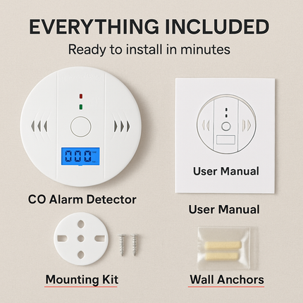 Battery Operated CO Alarm for Home Safety and Alert System