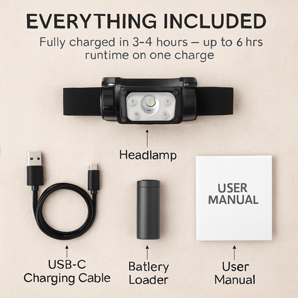 Motion Sensor Headlamp with 9 Lighting Modes