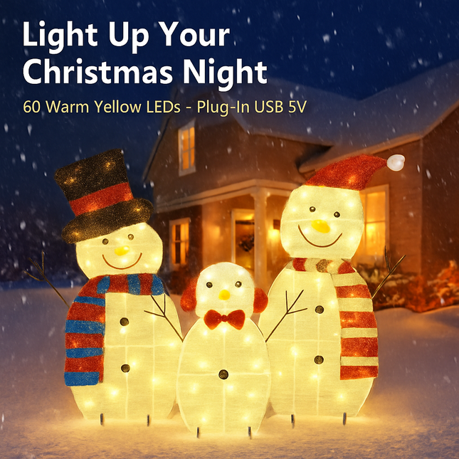 2D Christmas Snowman Yard Decoration with LED Lights
