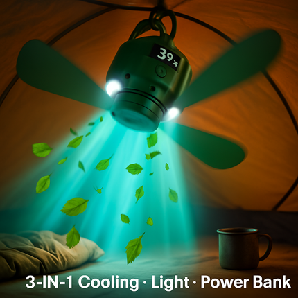 Portable Camping Ceiling LED Fan with 3-Speed Wind & Light