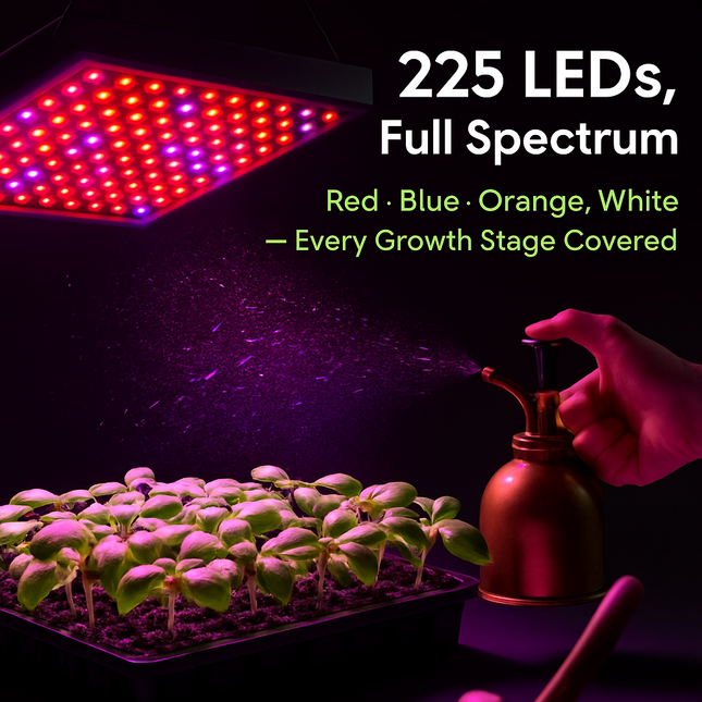 LED Grow Light Full Spectrum Hanging 225 LEDs Plant Grow Lamp Indoor Grow Light for Greenhouse Succulents Seedlings Plants Veg and Flower（15W LEDs）