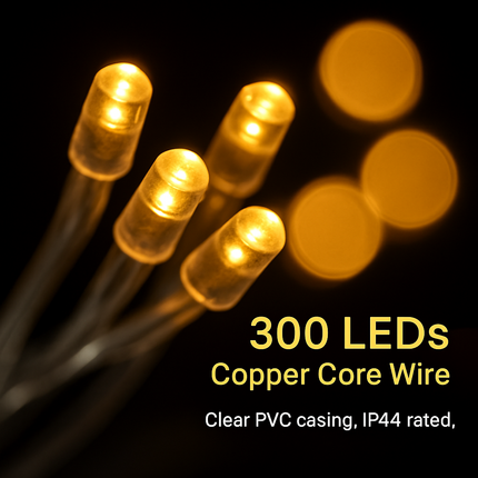 3M 300 LEDs String Curtain Light IP44 String Fairy Lights Party Xmas Decor Lamps W/ Remote
