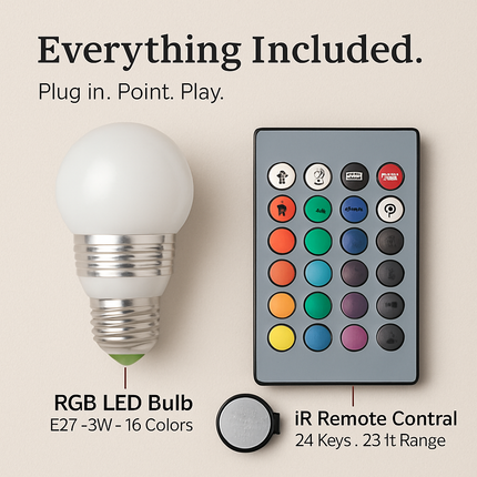 16 Colors Change LED Bulbs E27 3W RGB Dimmable Mood Lighting Lamp IR Remote Control