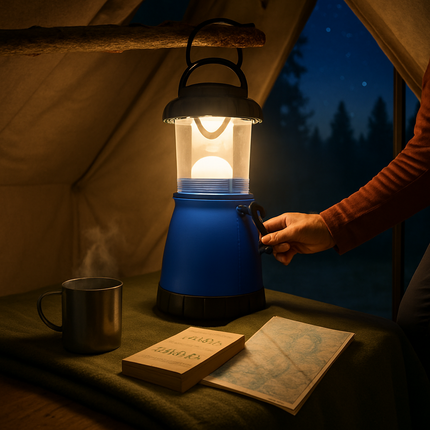 Camping Light Hand Crank Lantern Spotlight Combo