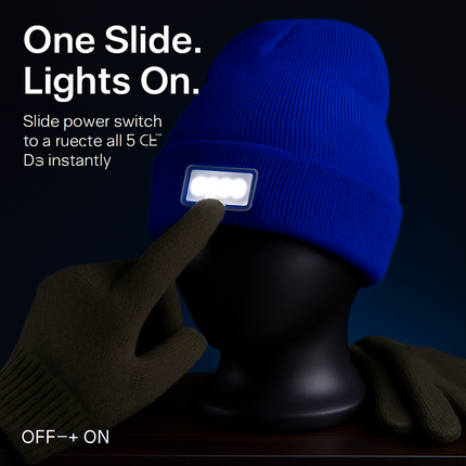 Unisex 5 LED Knitted Beanie Winter Warm Hat Camping Jogging Running Cap Headlamp